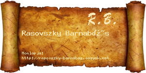 Rasovszky Barnabás névjegykártya